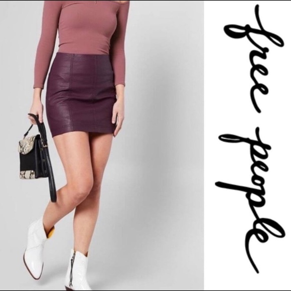 Free People Dresses & Skirts - Free People Purple Faux Leather Modern Femme Skirt 🔥